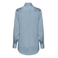 Karmamia Ribbon Shirt in blue cotton - women's blouse - detail view