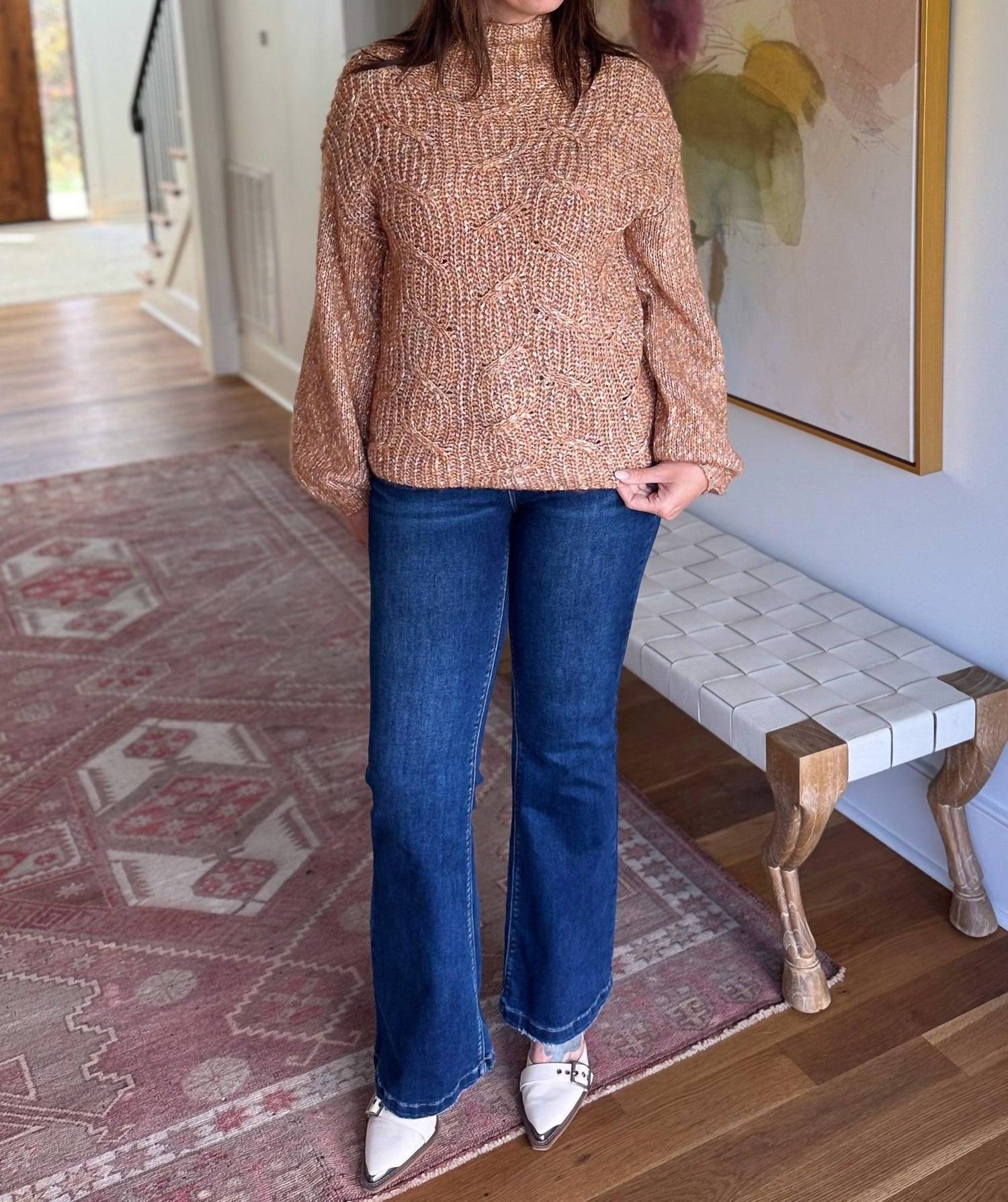 TRIBAL Warm Funnel Neck Oversized Sweater in cinnamon - women's sweater - view 5