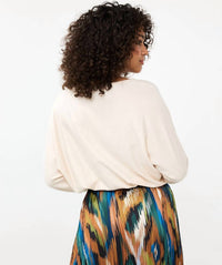 Esqualo - Sweater Batwing Buttoned Cuff Basic Knit