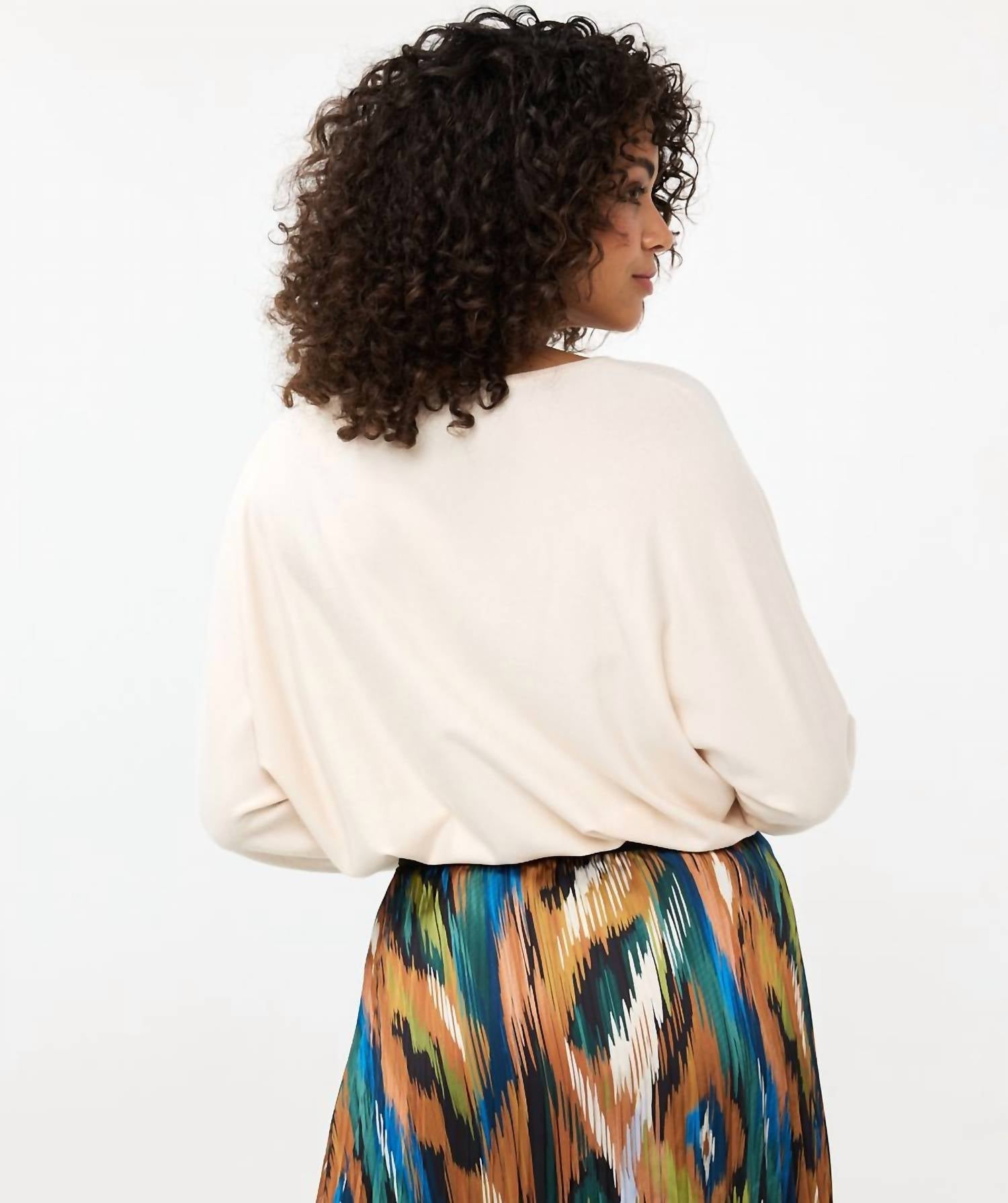 Esqualo - Sweater Batwing Buttoned Cuff Basic Knit