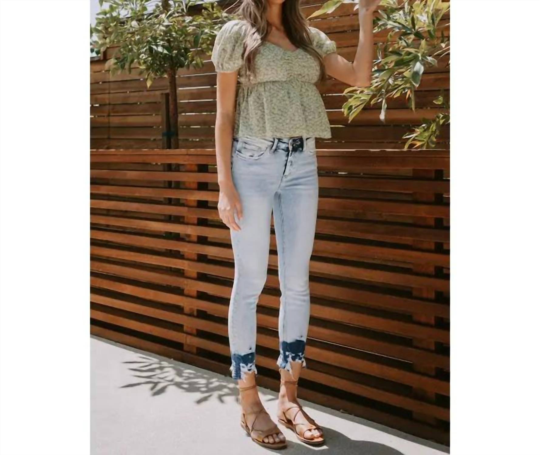 Vervet By Flying Monkey - Mid Rise Acid Wash Crop Skinny Jeans