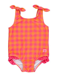 Rufflebutts - Girls' Gingham Tie Shoulder One Piece Swimsuit