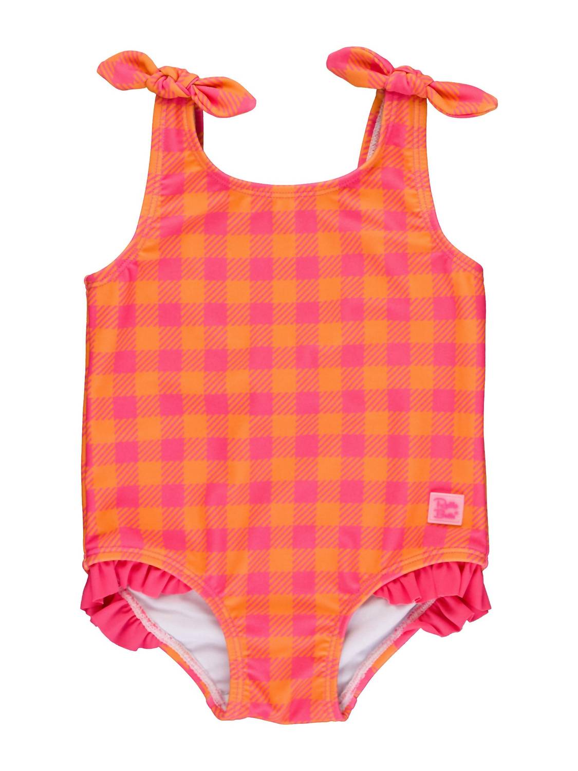 Rufflebutts - Girls' Gingham Tie Shoulder One Piece Swimsuit