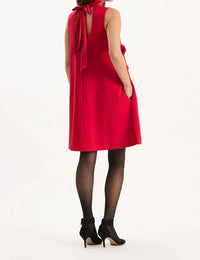 Tyler Boe Cleo Ponte Satin Trim Mini Dress in classic red - women's dress - alternate view