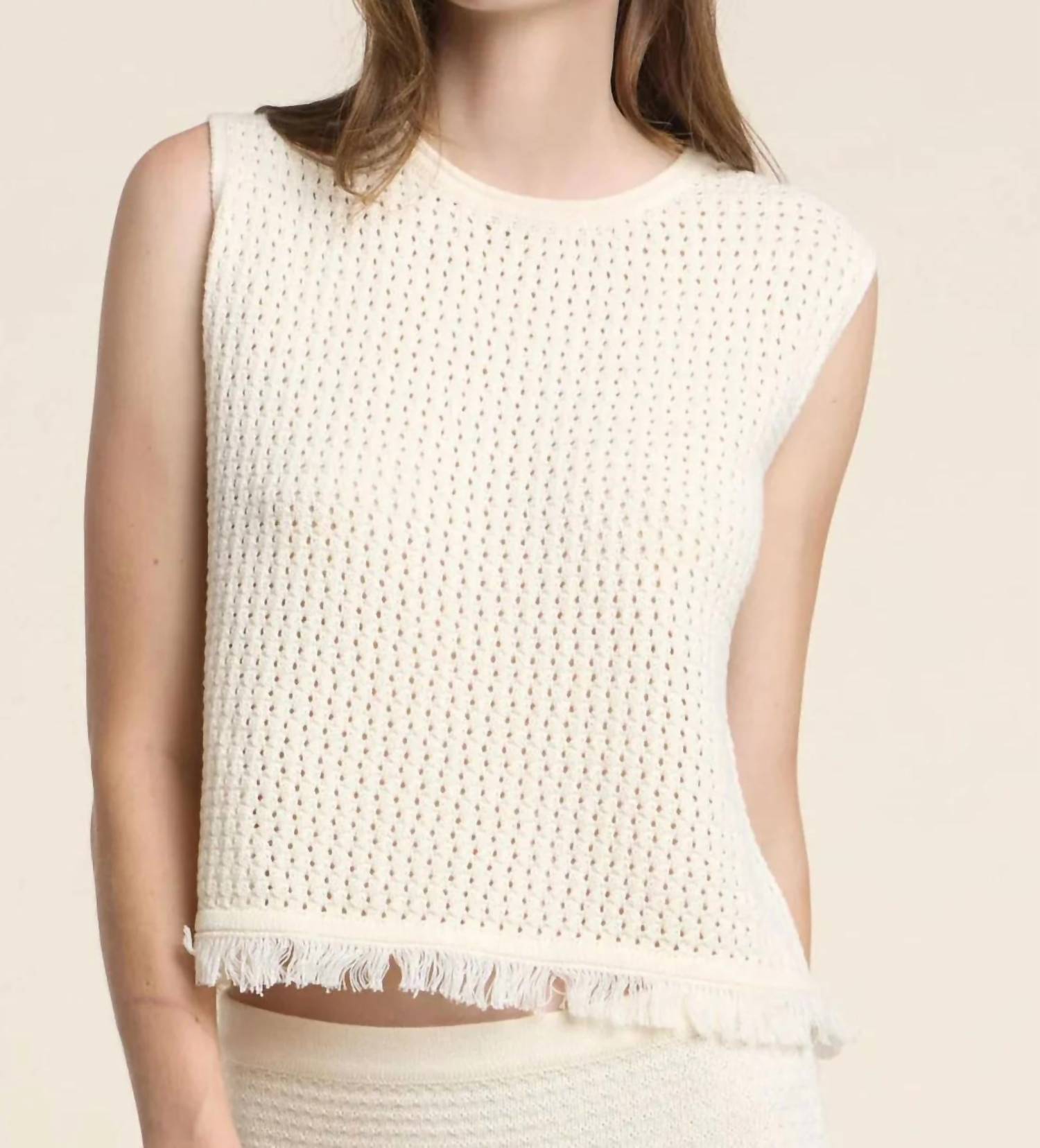 Velvet By Graham & Spencer - Cova Mesh Cotton Knit Top