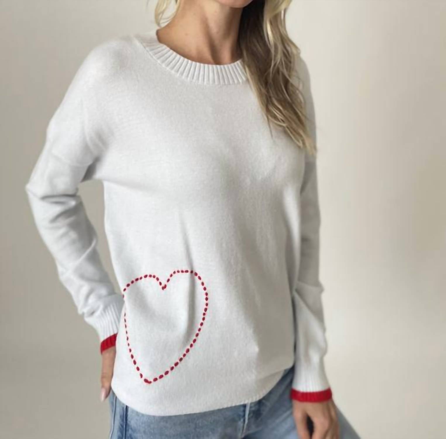 SIX/FIFTY Pookie Love Wins Sweater in light blue - women's sweater - detail view
