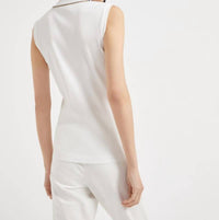 Brunello Cucinelli - Sleeveless V Neck Tank With Monili Detail