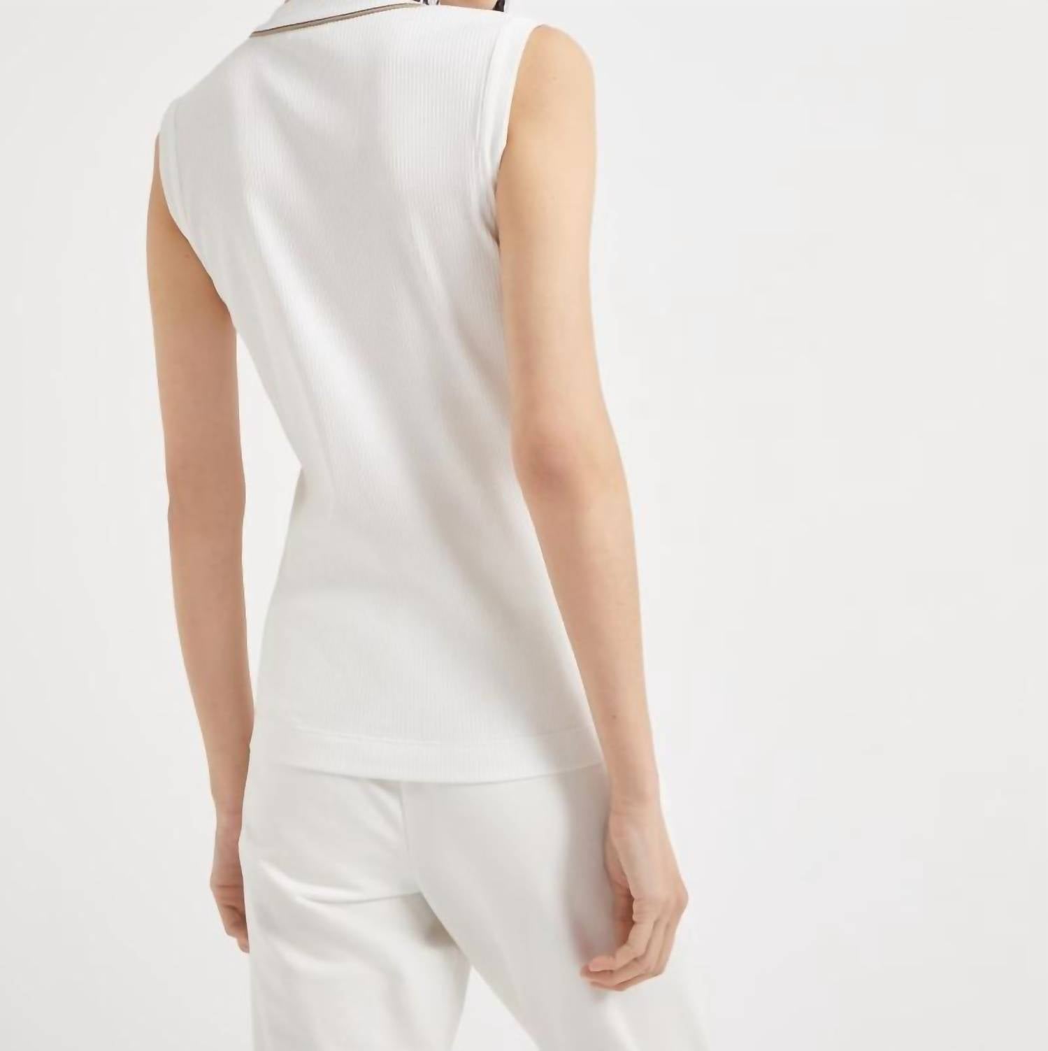 Brunello Cucinelli - Sleeveless V Neck Tank With Monili Detail