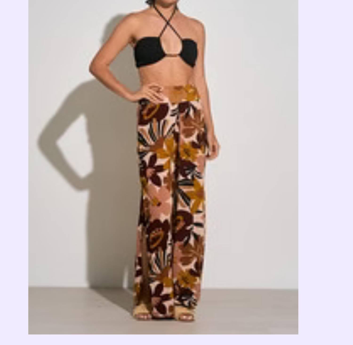 Elan - Floral Pant W/side Slit