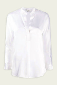 Vince - Silk Satin Band Collar Blouse