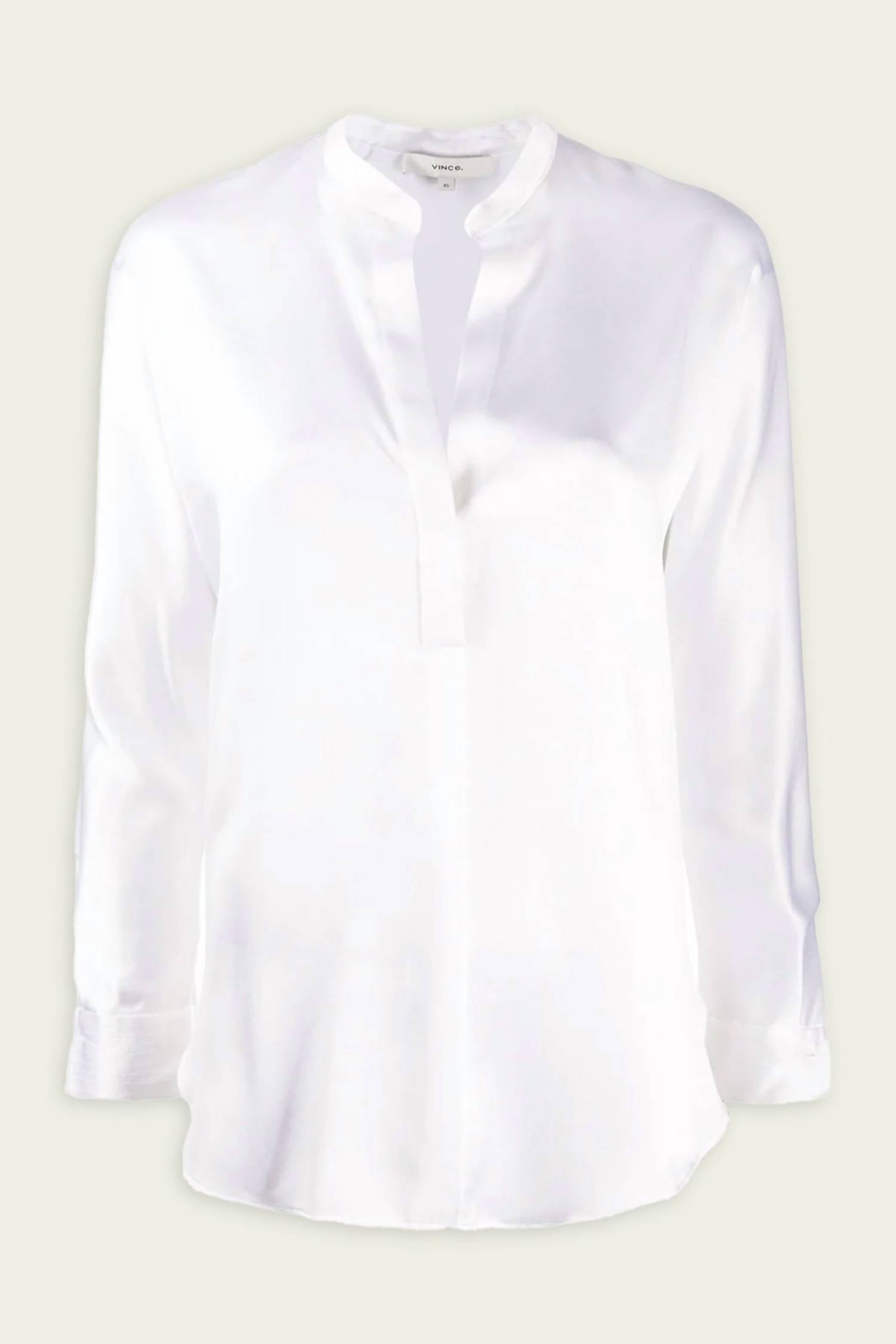 Vince - Silk Satin Band Collar Blouse