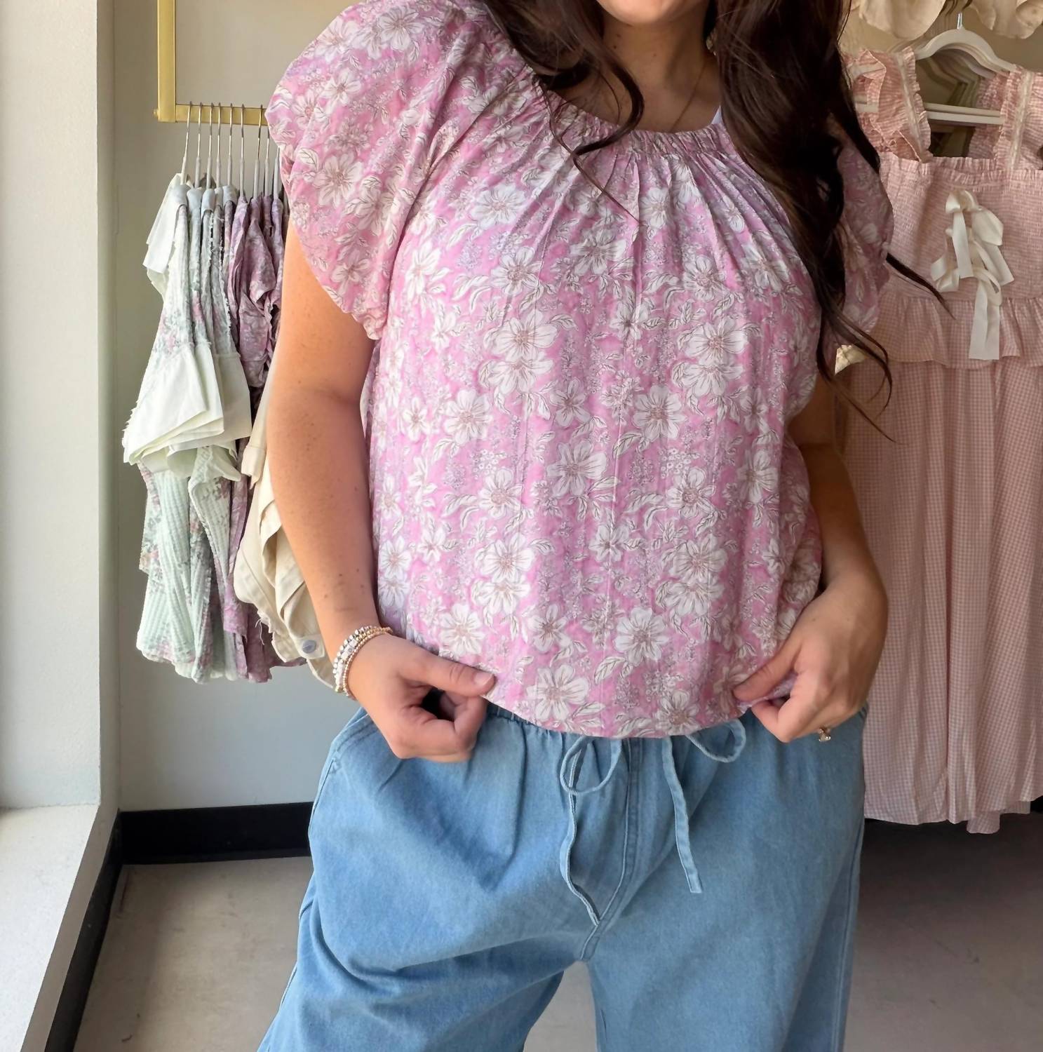 Umgee - Women's Floral Puff Sleeve Top