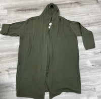 Yolly Unisex Hooded Open Cardigan Top in olive - women's sweater