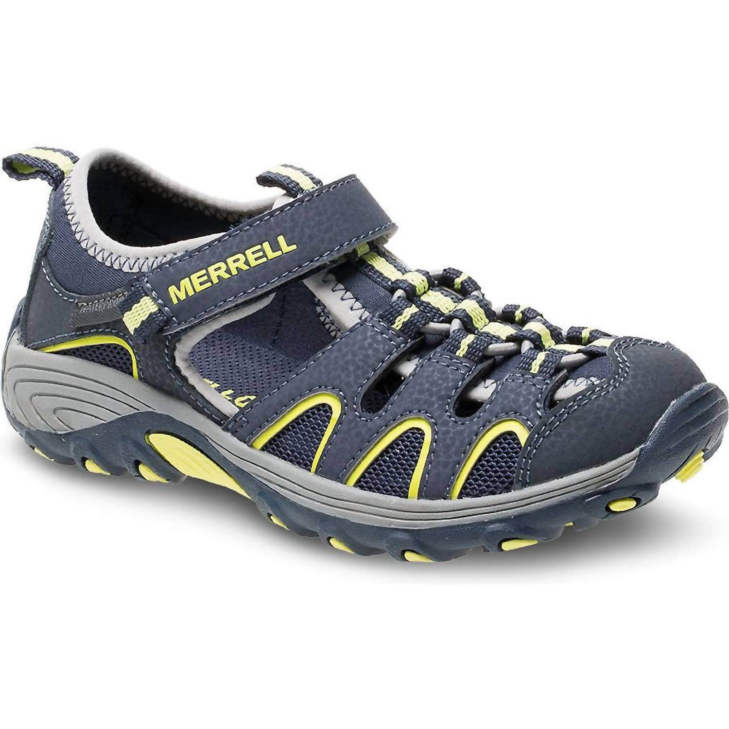 MERRELL Little Kid's Hydro H2o Hiker Sandal in navy lime - kids' sneaker
