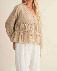 Mustard Seed - V RUFFLE NECK BLOUSE