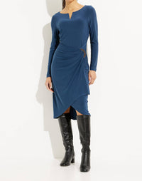 Joseph Ribkoff Wrap Knee Length Dress in blue - women's dress