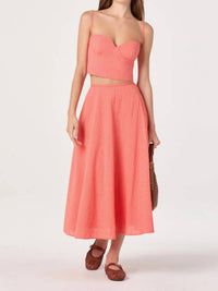 Astr - Myria Print Linen A-line Midi Skirt