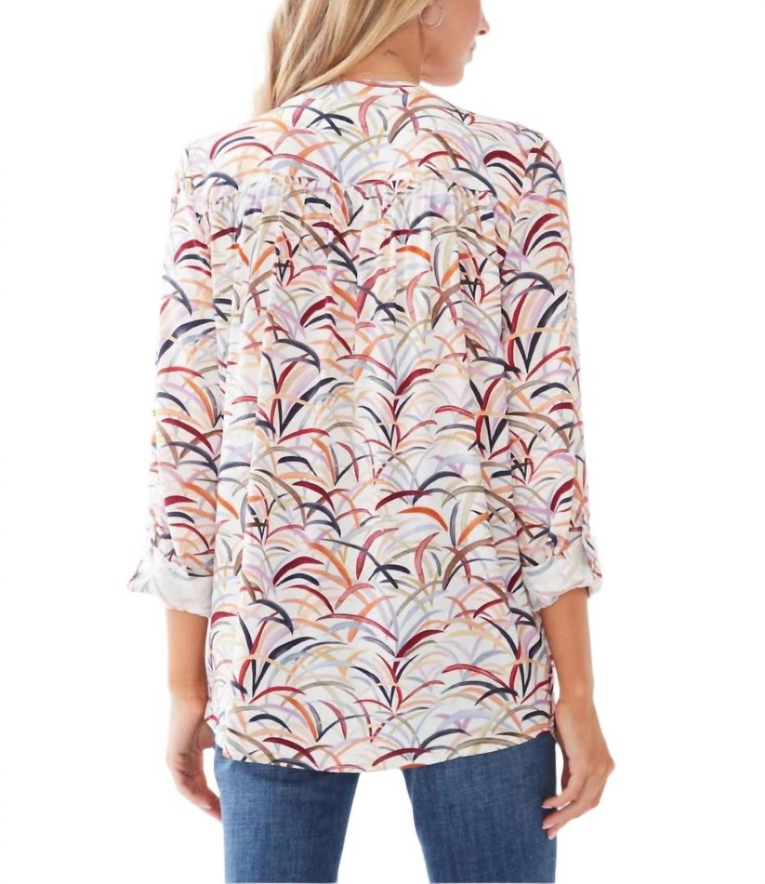 Fdj - Colorful Grasses Roll-up Sleeves Top
