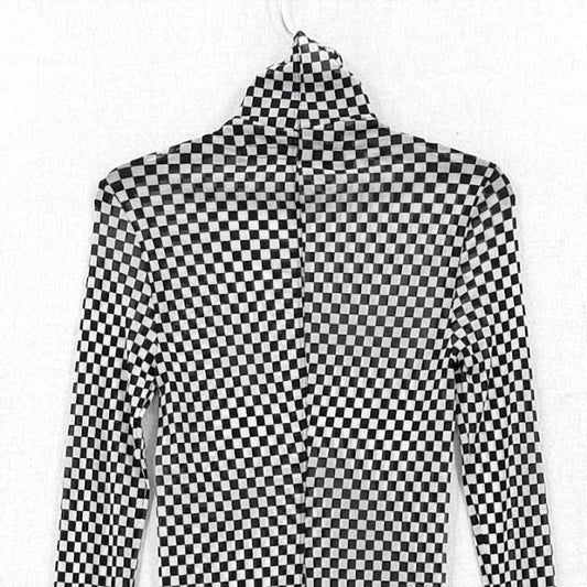 Enza Costa - Mesh Checkered Mock Neck Top