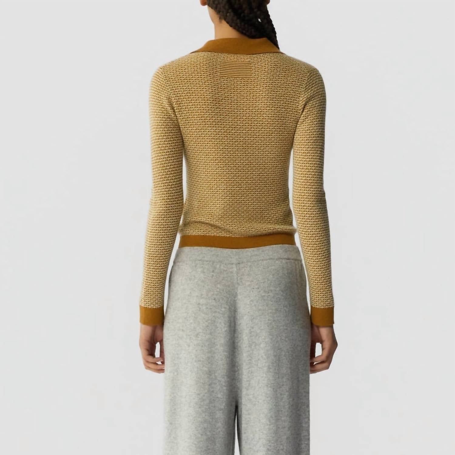 Guest In Residence Pique Long Sleeve Shrunken Polo in residence pique long sleeve shrunken polo in suede - women's long sleeve top - view 4