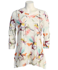 Jess & Jane Women's Elena Chiffon Hem Top in animal print - women's blouse