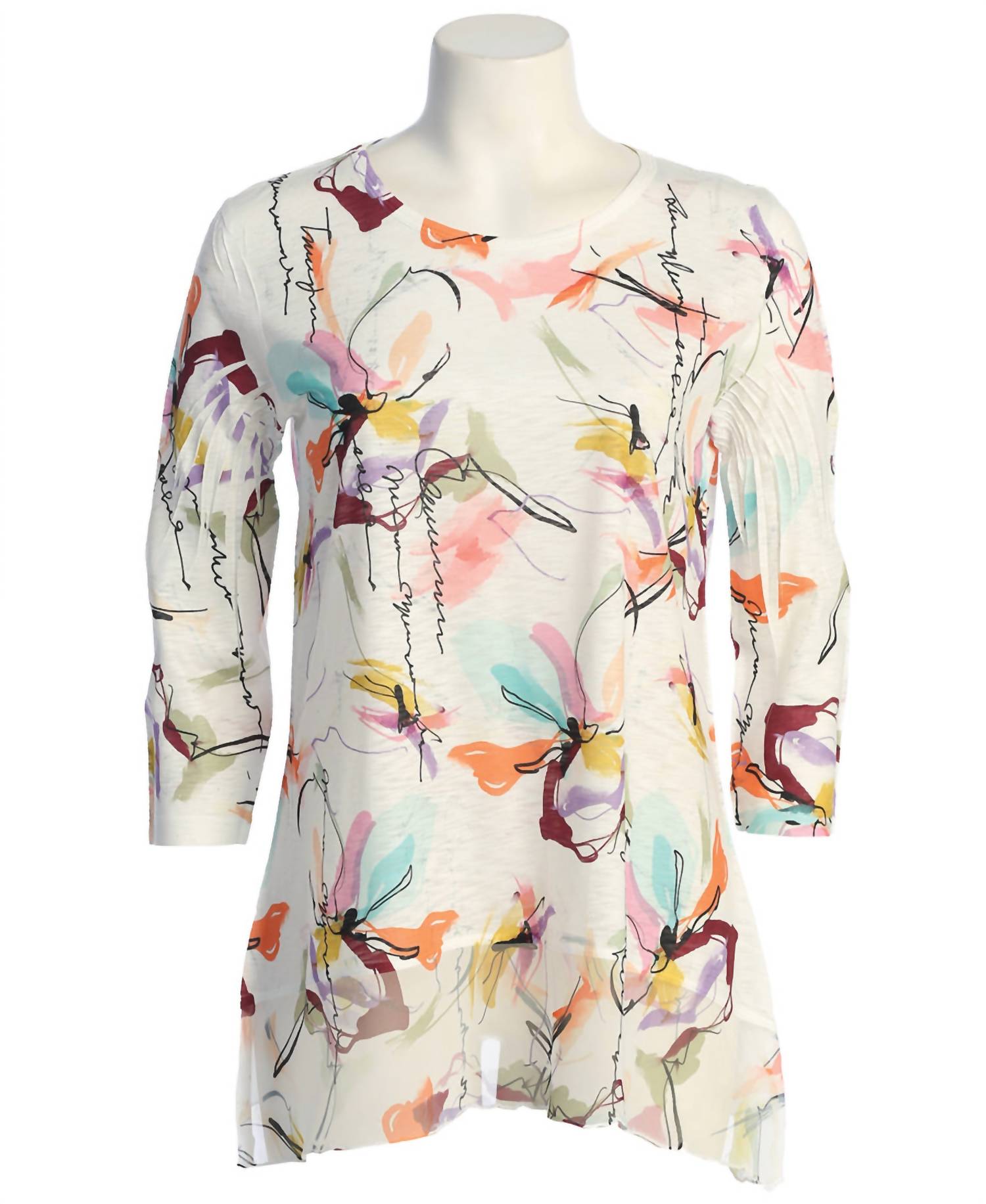 Jess & Jane Women's Elena Chiffon Hem Top in animal print - women's blouse