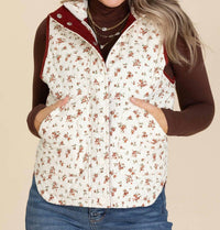 Blu Pepper - Floral Quilted Zip Up Vest
