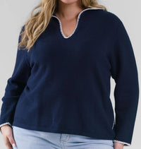 Nic + Zoe - Blanket Stitch Getaway Sweater - Plus Size