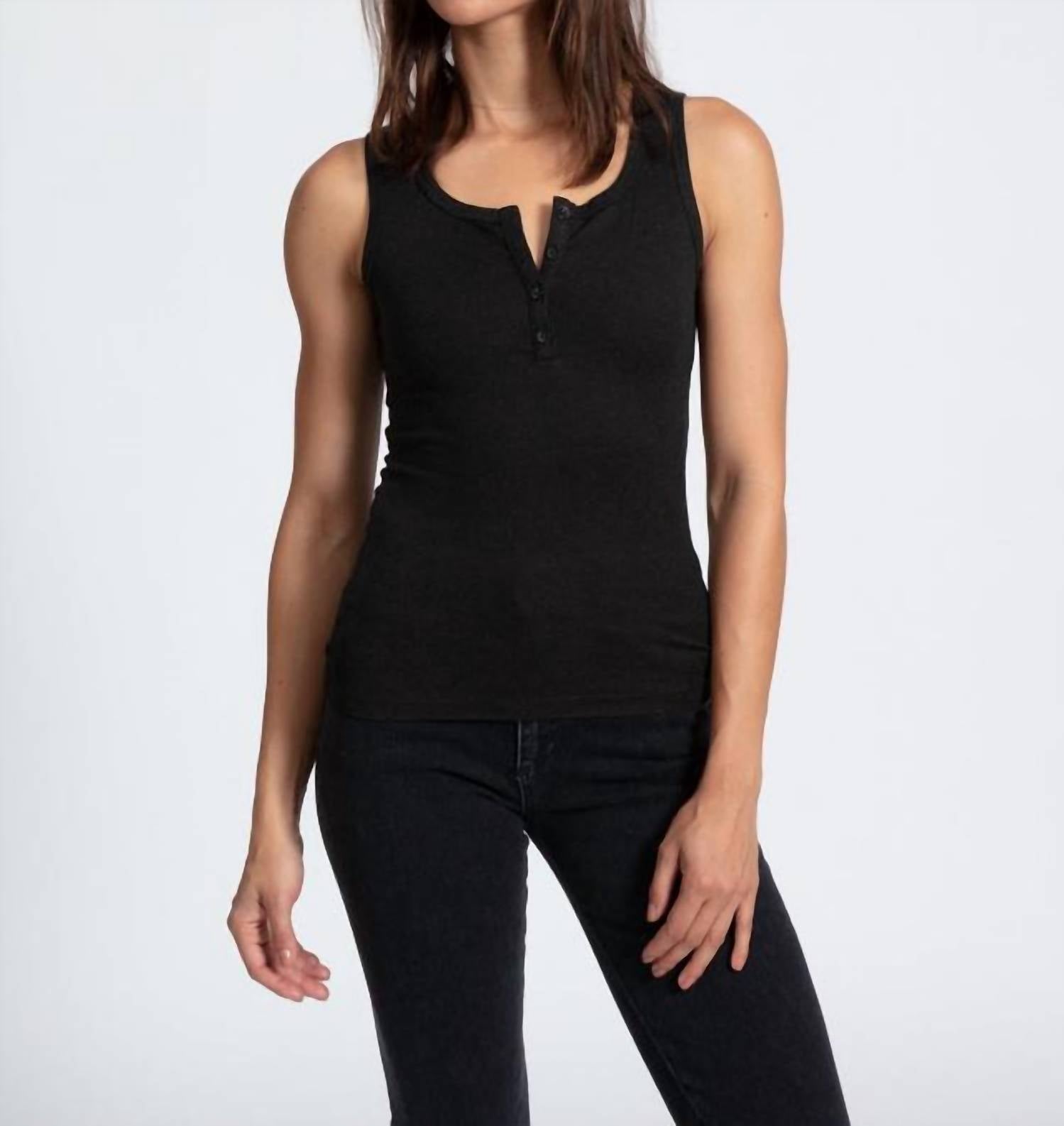 ASKK NY Henley Tank in black - women's tank top