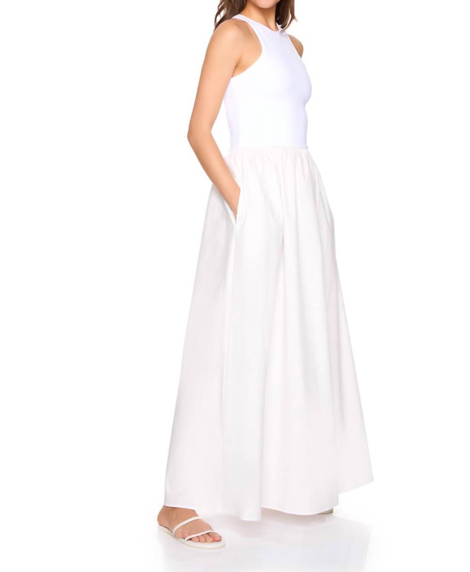 Susana Monaco Knit Poplin Racer Back Maxi Dress in sugar - women's dress - view 4