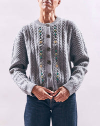 Jumper1234 Jewel Cable Cardigan in cloudy silver 1 - women's cardigan - detail view