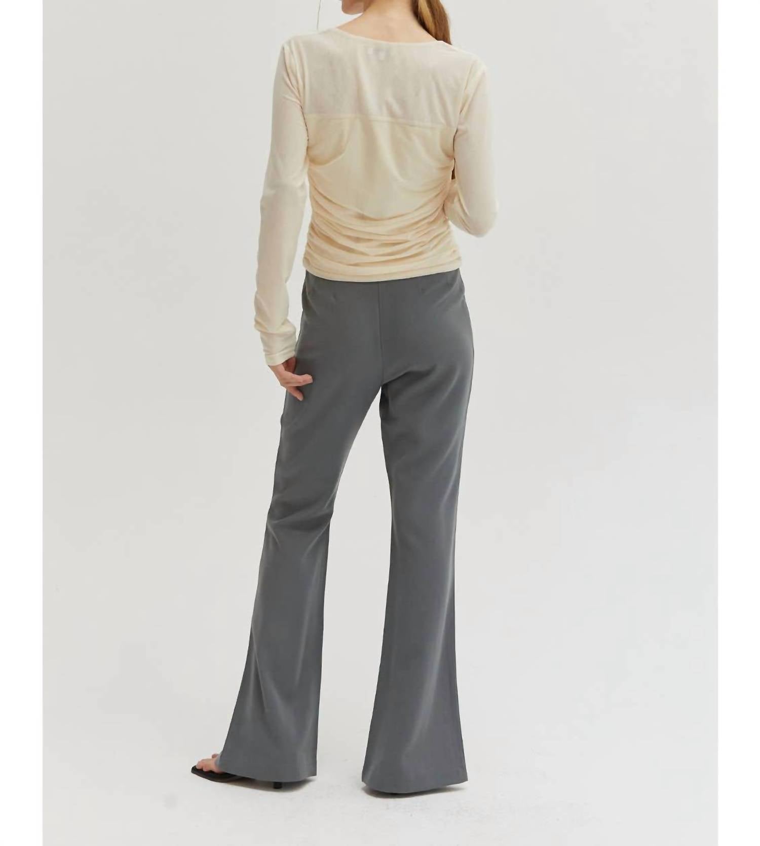Crescent - Noelle Front Slit Flare Pants
