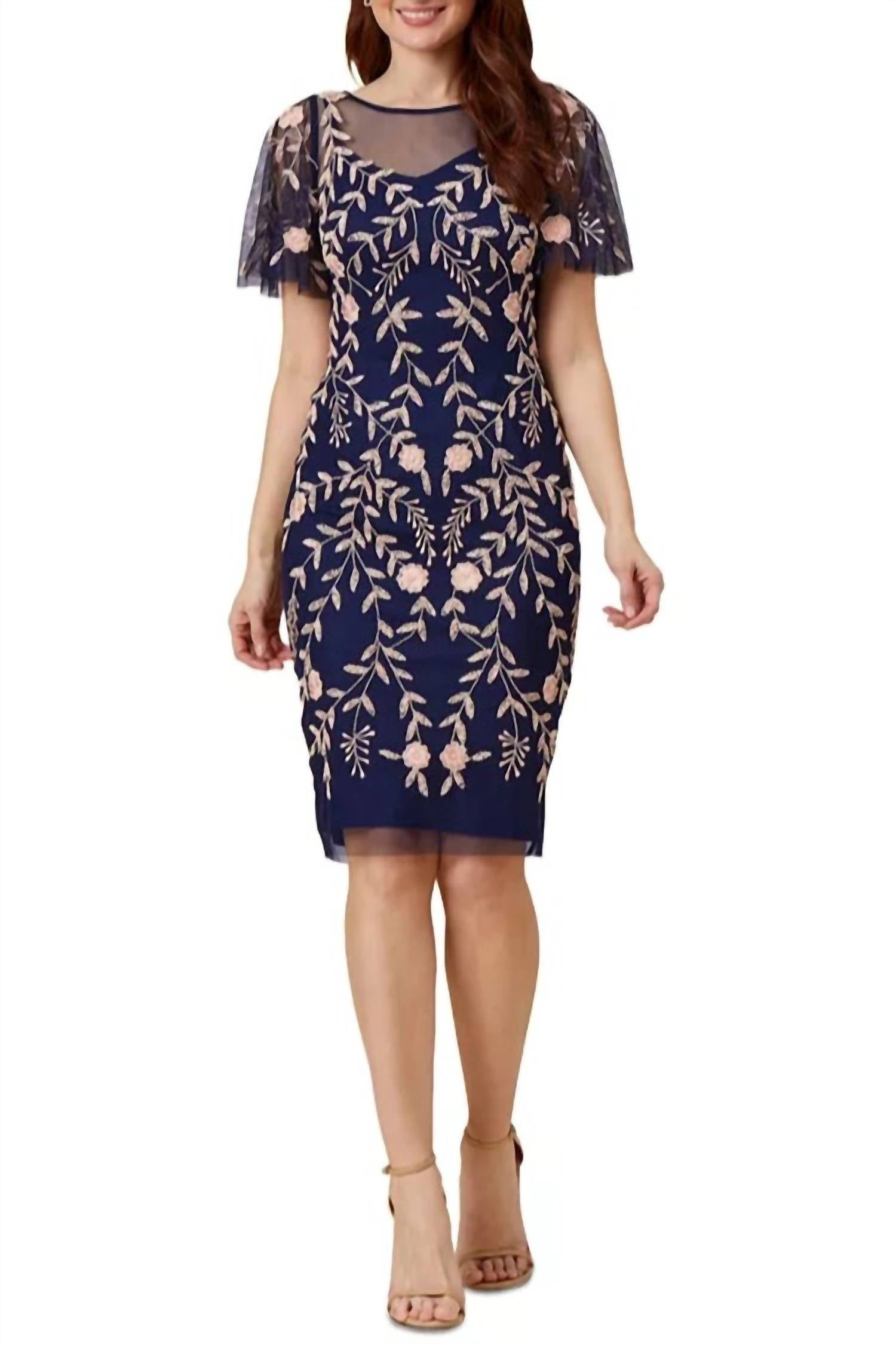Adrianna Papell - Lutter Sleeve Sheath Sequin Dress