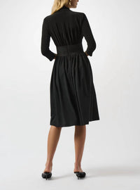 Joseph Ribkoff - Faux Wrap Belted 3/4 Sleeve Midi Fit And Flare Dress