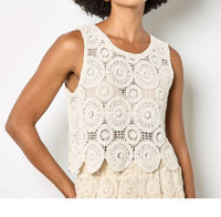 Apricot - Circles Crochet Shell Top