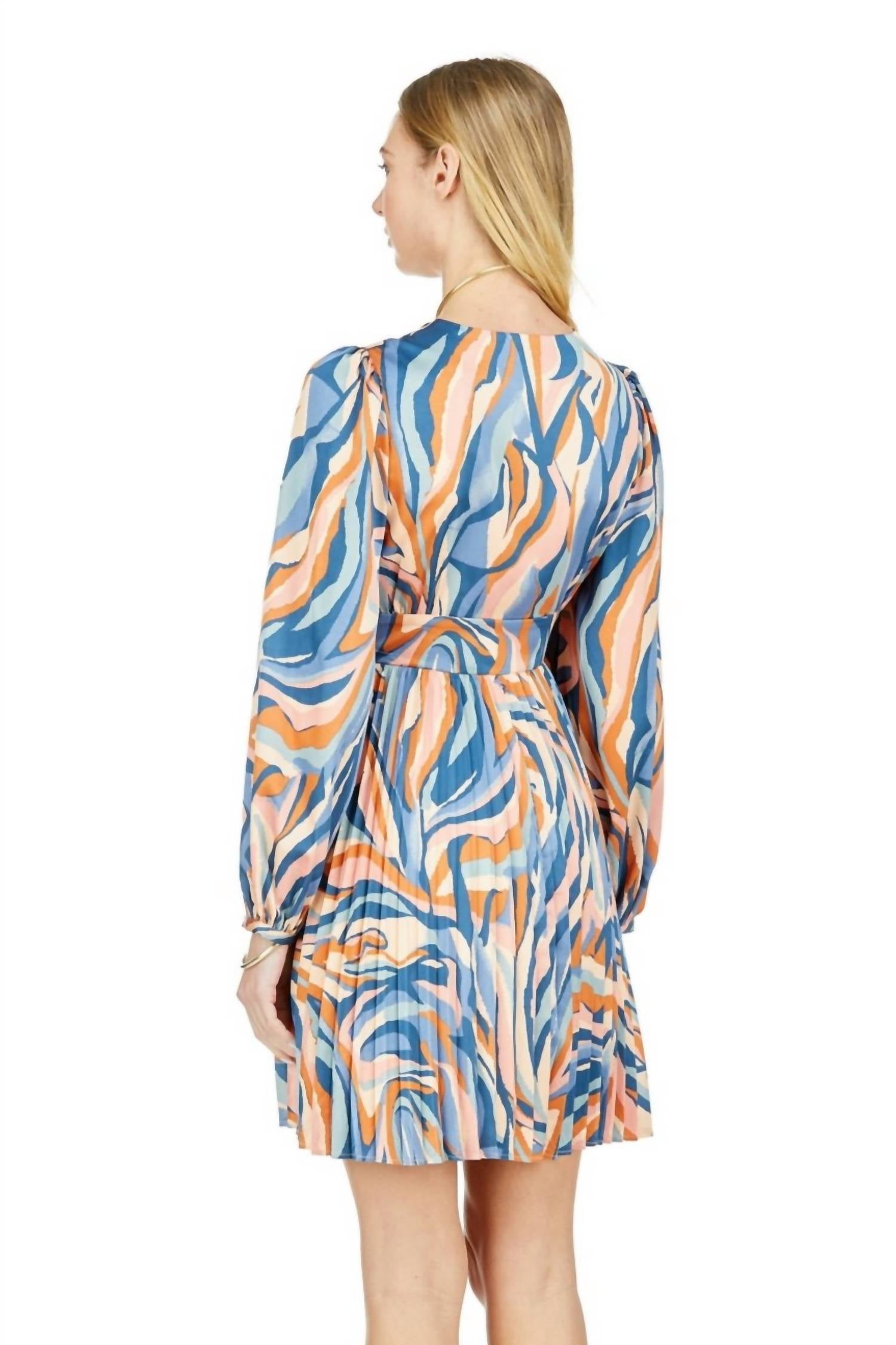 Jade - Wavy Boho Twist Pleat Dress