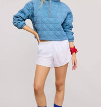 Mimosa - Quilted Puffer Pullover with Collared Zipper