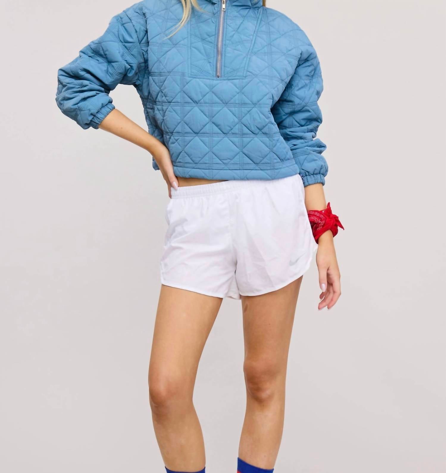 Mimosa - Quilted Puffer Pullover with Collared Zipper