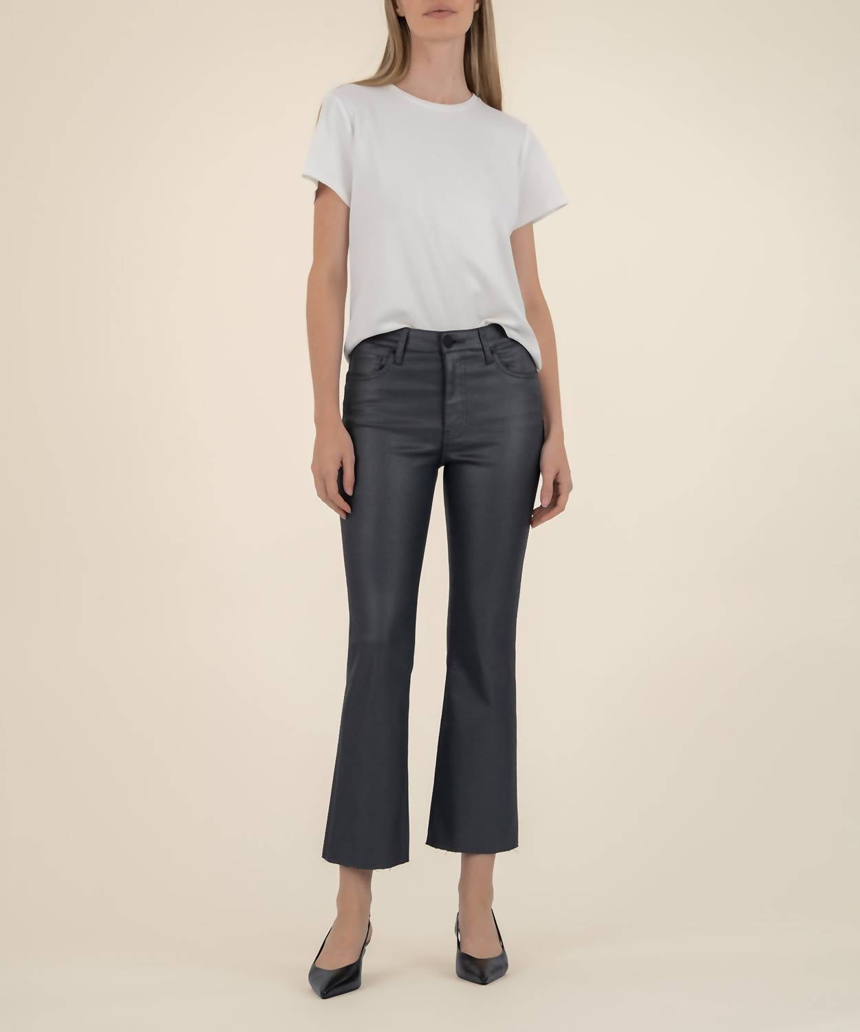 KUT FROM THE KLOTH Kelsey High Rise Ankle Flare Jeans in black 1 - women's jeans