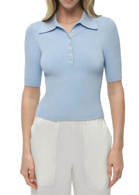 SIMKHAI Secily Polo Top in tidepool - women's t-shirt