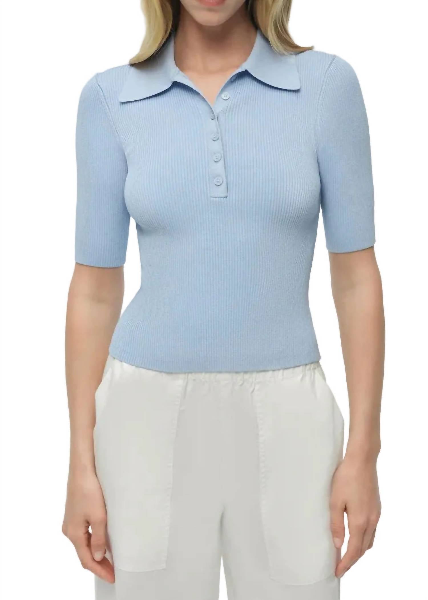 SIMKHAI Secily Polo Top in tidepool - women's t-shirt