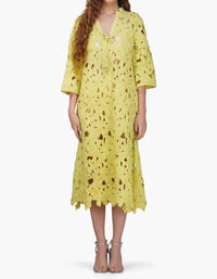 America & Beyond - Fall For Neon Floral Lace Midi Cover Up Dress