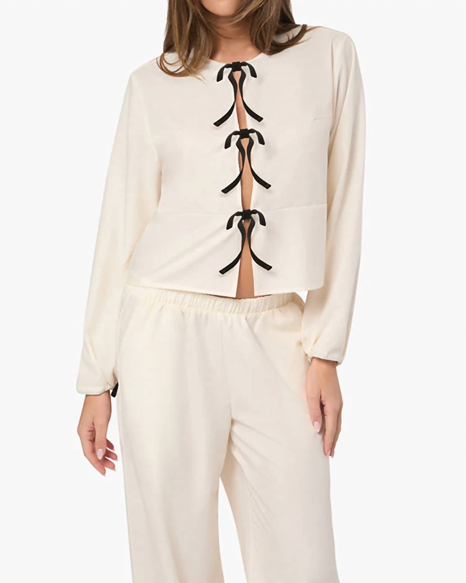 We Wore What - Tie Front Pajama Top