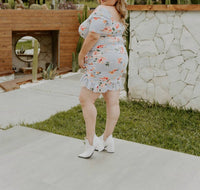 Curve Market Show Me Love Floral Mini Dress - Plus in grey - women's dress - detail view