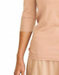 Brazeau Tricot Pima Tulle Cuff T-shirt in peanut - women's blouse - alternate view