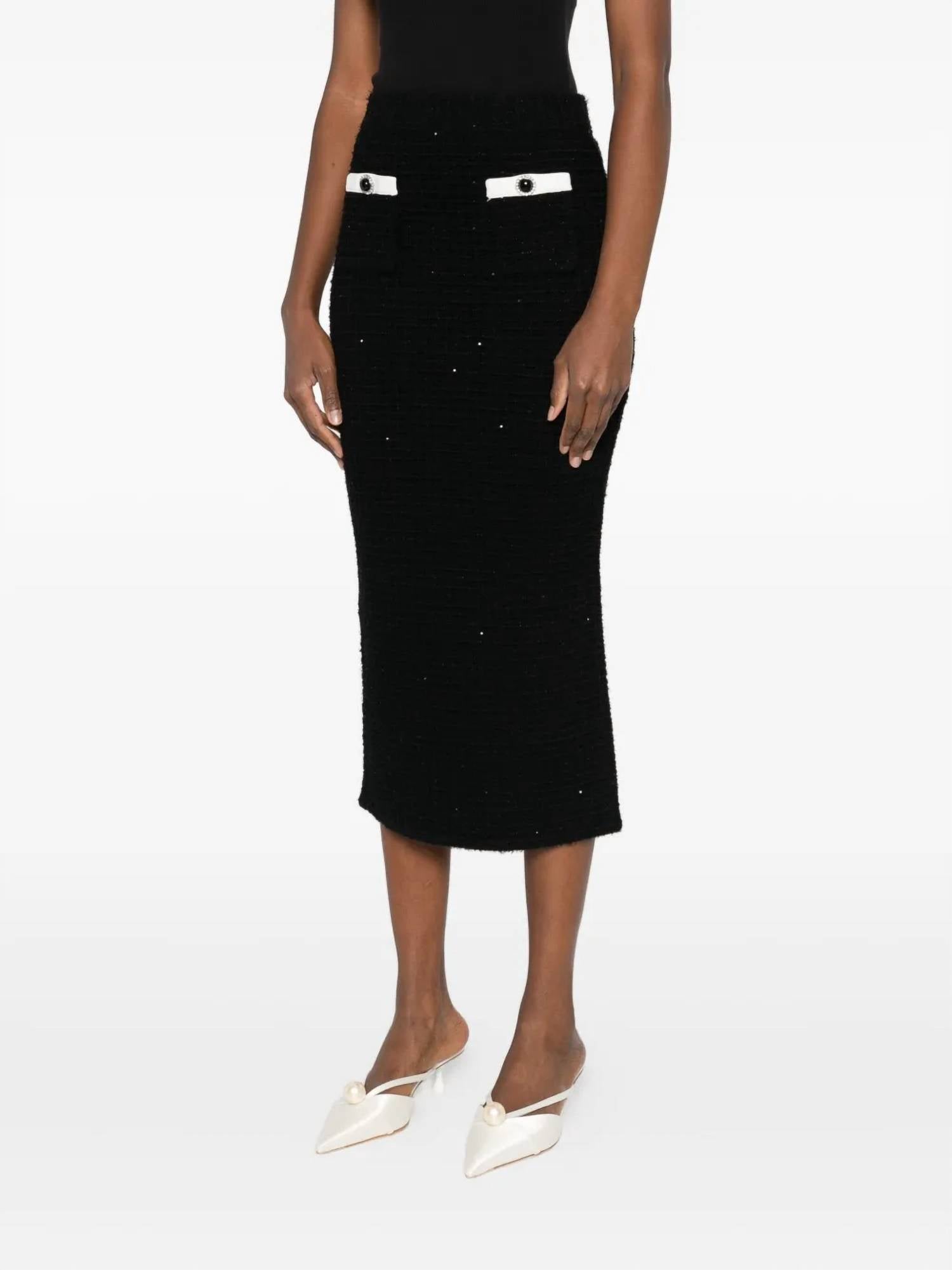 Self-Portrait - Textured Knit Midi Skirt