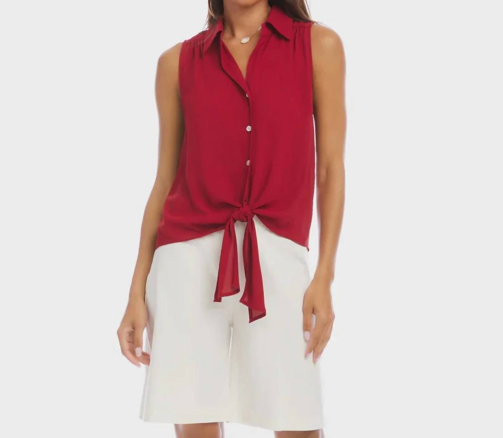 Karen Kane - Sleeveless Tie-Front Top