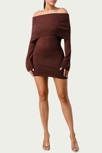 OFF-THE-SHOULDER SWEATER DRESS