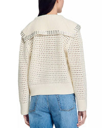 Blue B - Open Knit Rhinestone Collar Sweater