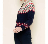 Fore Collection Fair Isle Knit Sweater Cardigan in black multi - women's sweater - view 5